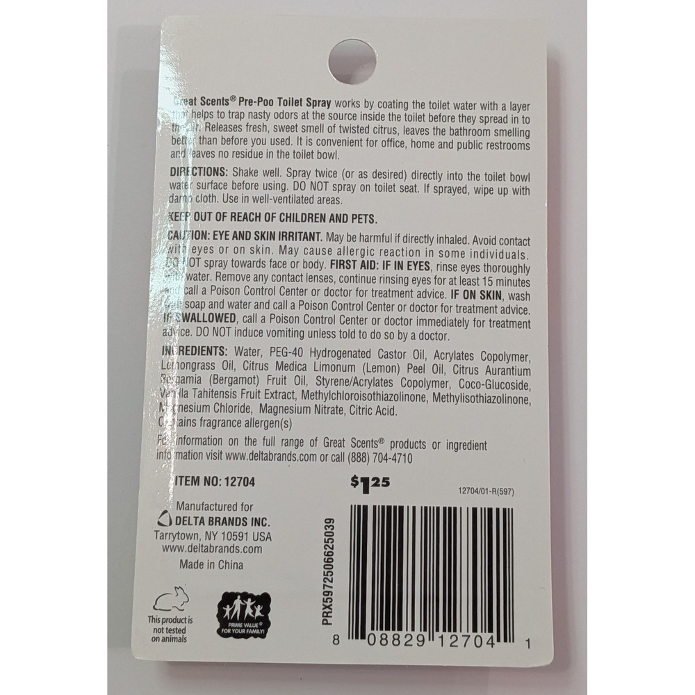 Great Scents Toilet Spray Unisex 16 Pack Twisted Citrus NEW Travel Size Pre-Poo - Picture 3 of 3